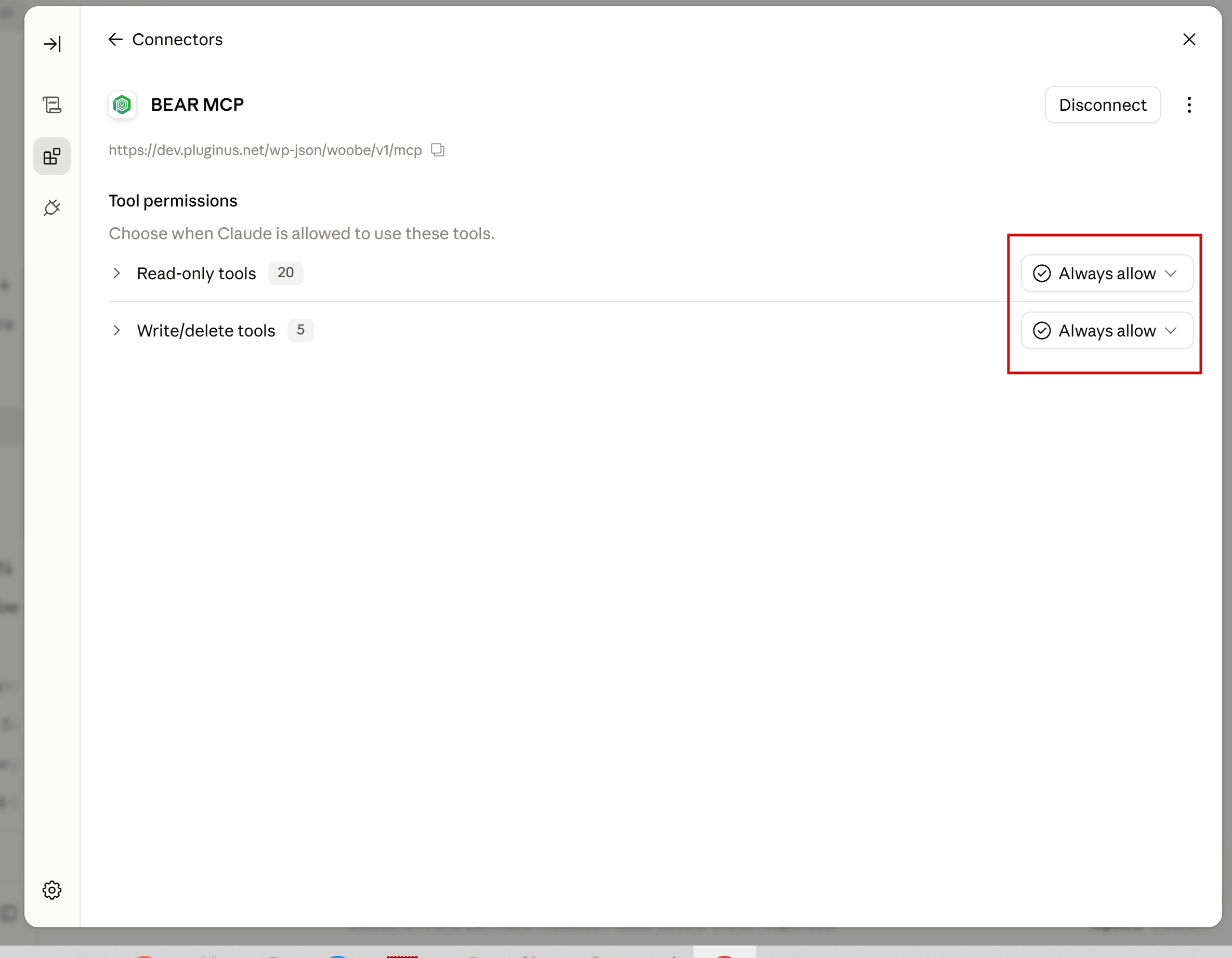 Request header fields with Authorization and the Bearer key filled in
